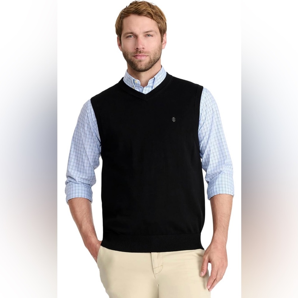 New Men’s Izod Black Sweater Vest Size Large